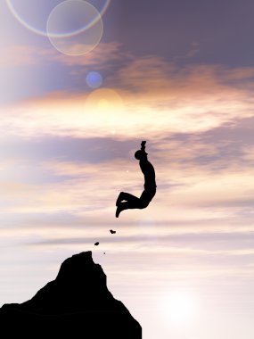 işadamı siluet uçurumdan atlama