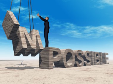 imkansız metnin üzerinde duran adam