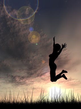 genç kadın siluet atlama