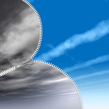 bir güneşli için bulutlu gökten gelen fermuar