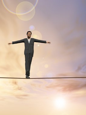 krizde dengede yürüyen adam