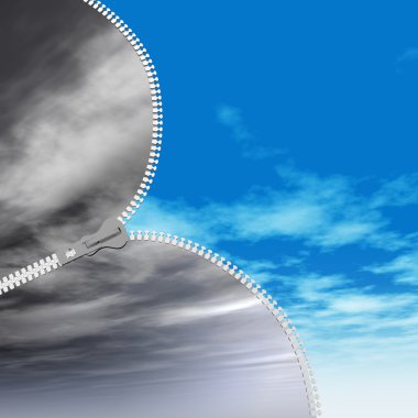 bir güneşli için bulutlu gökten gelen fermuar