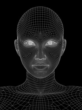 İnsan kafası kahverengi tel kafes yaptım