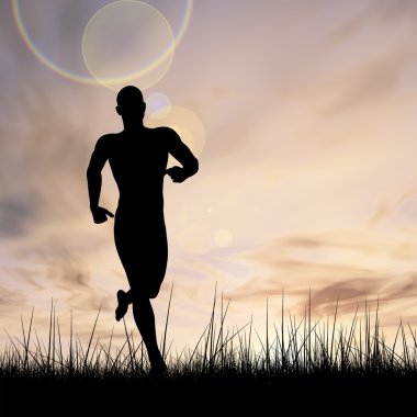 Çalışan adam siyah siluet