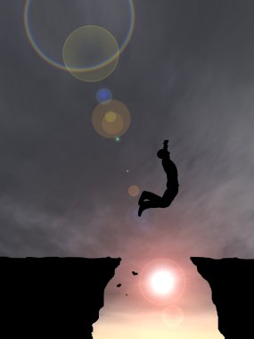 İşadamı siluet atlama