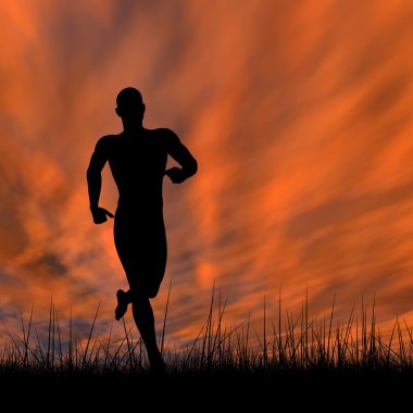 Çalışan adam siyah siluet