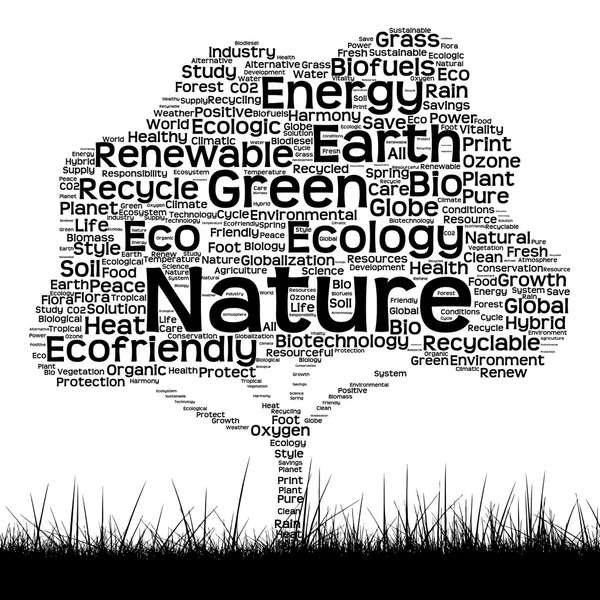 Svart ekologi text word cloud — Stockfoto