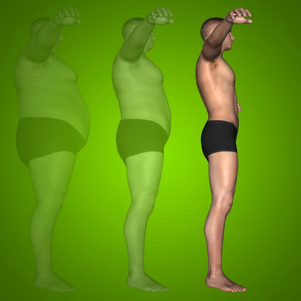 Gordura vs slim fit homem — Fotografia de Stock