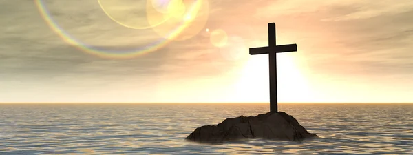 Christian cross on island — Stock Photo, Image