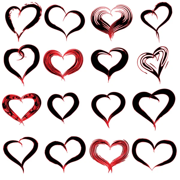 Painted red black hearts — Stock Photo, Image