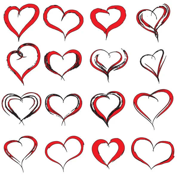 Painted red black hearts — Stock Photo, Image