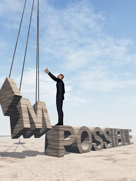 Man standing over  impossible text — Stock Photo, Image
