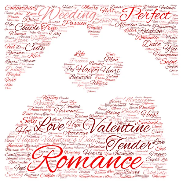 Valentine wordcloud em forma de coração — Fotografia de Stock