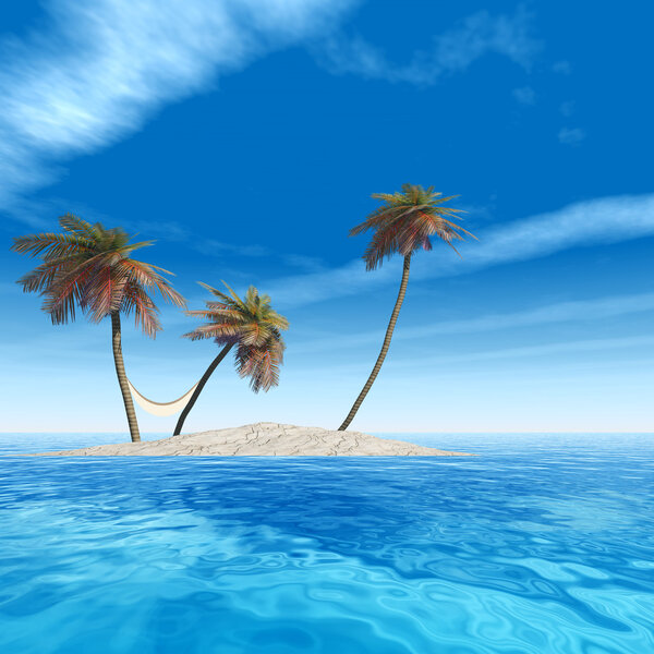 exotic island with palm trees