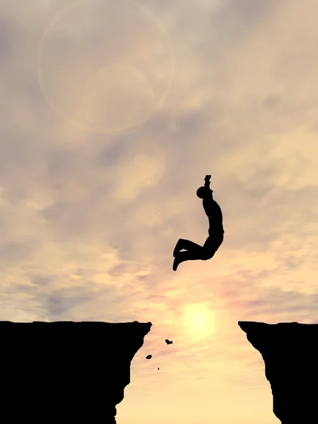 Businessman silhouette jumping — Stock Photo, Image