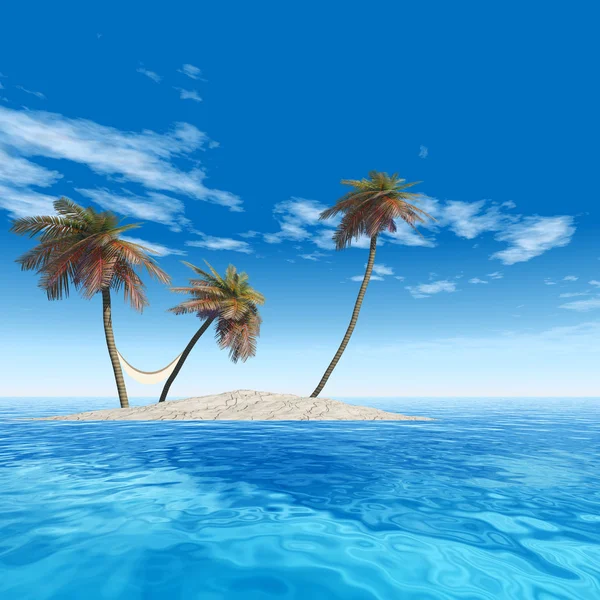 Exotic island with palm trees — Stock Photo, Image