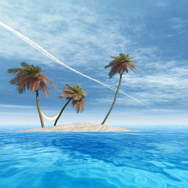 Exotische Insel mit Palmen — Stockfoto
