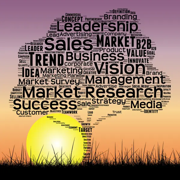 Business tree and grass word cloud — Stock Photo, Image