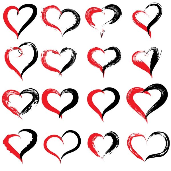 Painted red black hearts — Stock Photo, Image