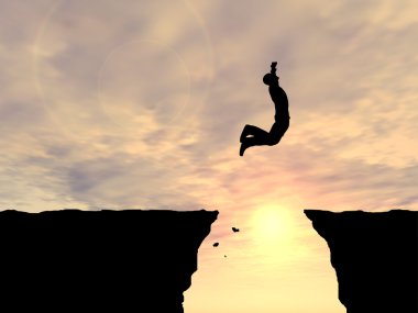 İşadamı siluet atlama