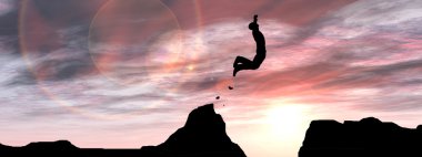 İşadamı siluet atlama