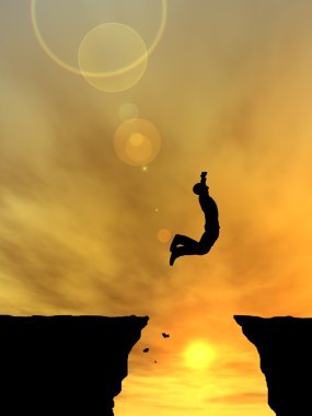 İşadamı siluet atlama