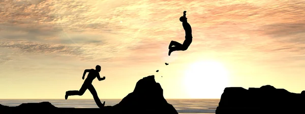 Businessmen silhouettes  jumping — Stock Photo, Image