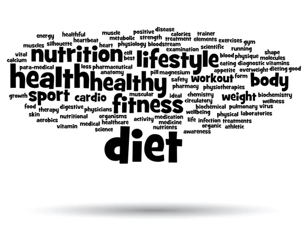 Gezondheid voeding word cloud — Stockfoto