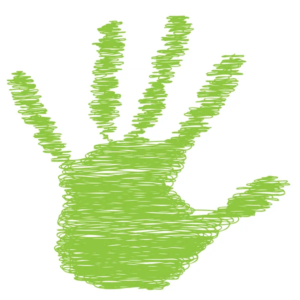 Verde pintado dibujo forma de la mano —  Fotos de Stock