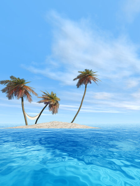 exotic island with palm trees