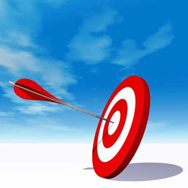 Kırmızı dart hedef tahtası bir ok ile — Stok fotoğraf