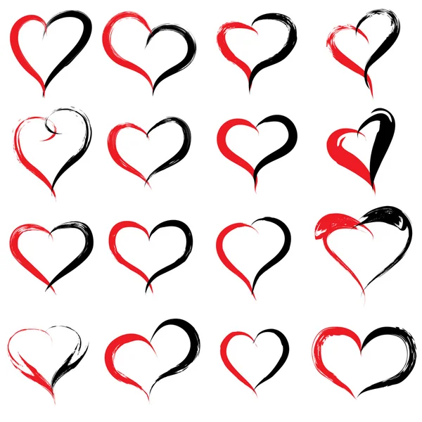 Malowane czerwone serca czarny — Zdjęcie stockowe
