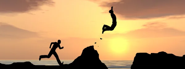 Businessmen silhouettes  jumping — Stock Photo, Image