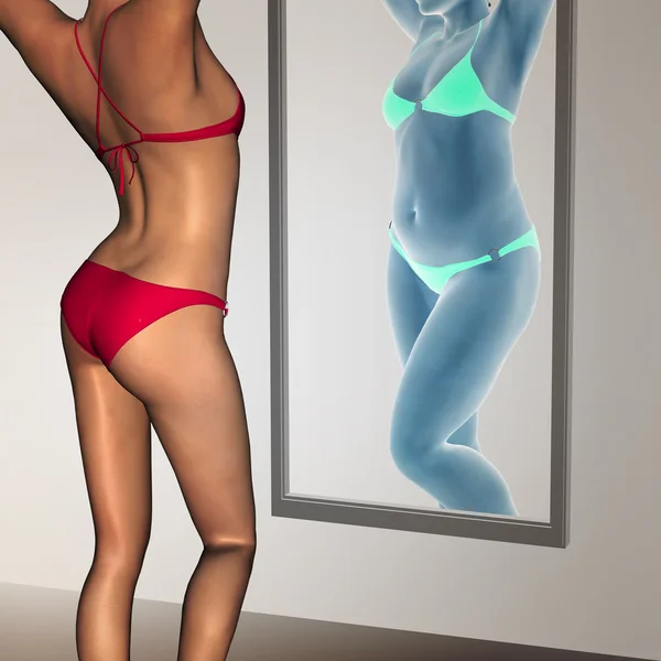 Übergewicht gegen gesunde Frau — Stockfoto