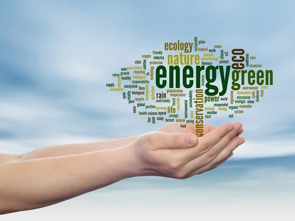 Ekologi och energi word cloud — Stockfoto