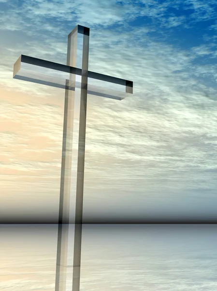 Концептуальный стеклянный крест — стоковое фото