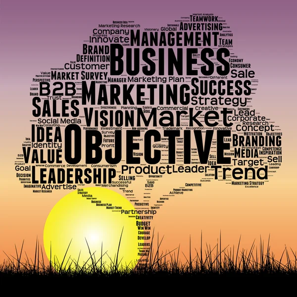 Business tree and grass word cloud — Stock Photo, Image