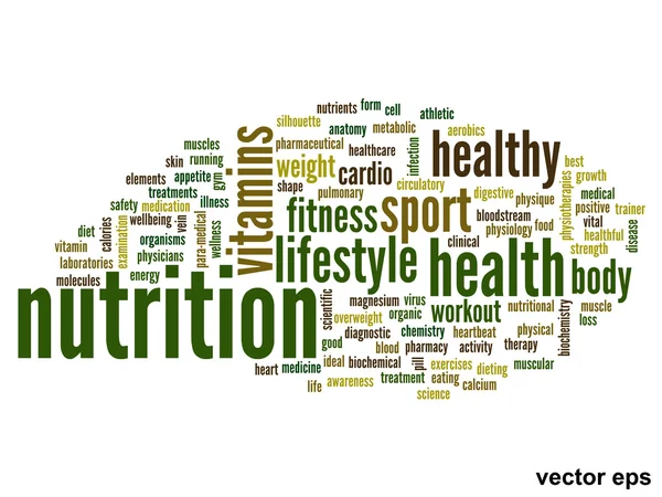 Nutrición salud palabra nube — Vector de stock