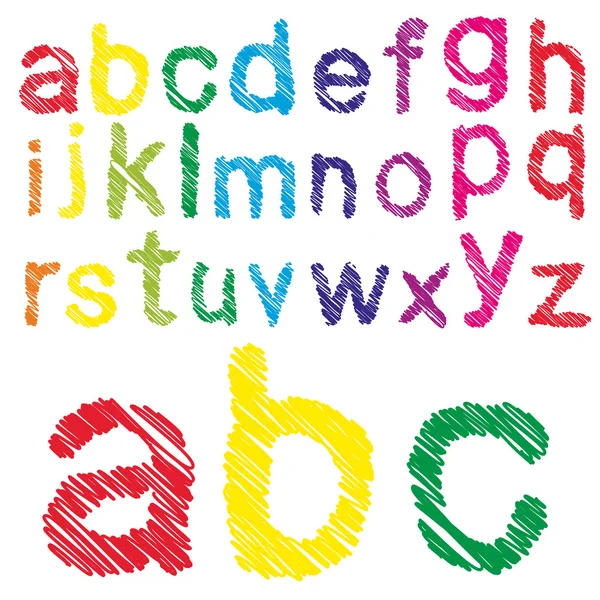 Schets van de kleurrijke lettertypeset — Stockvector