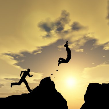 İşadamları siluetleri atlama 