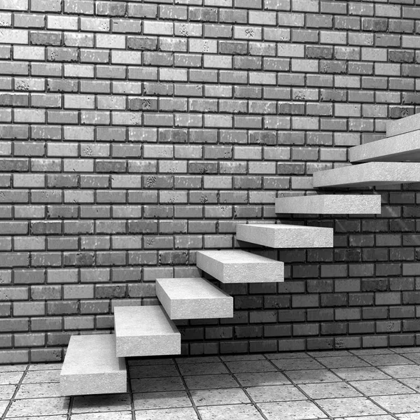 Concrete stair  near a brick wall — Stock Photo, Image