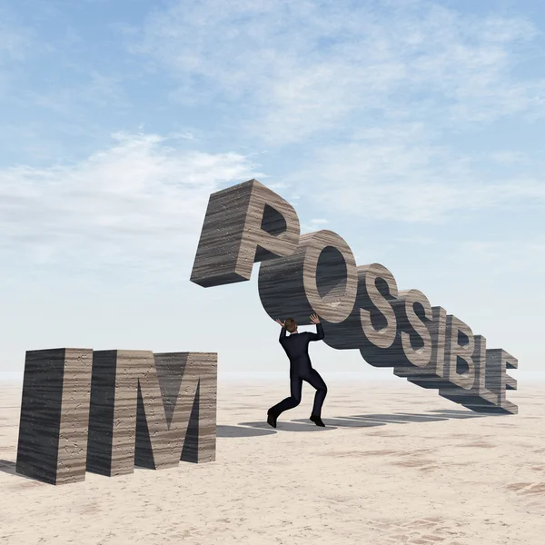 Man lifting  impossible text — Stock Photo, Image