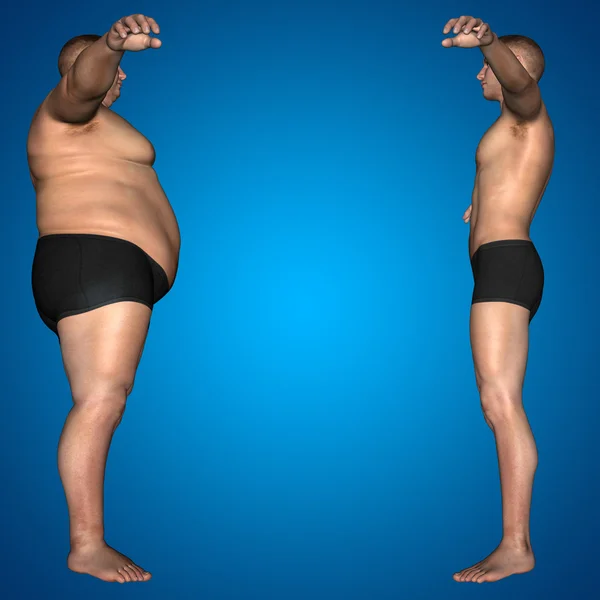 뚱뚱한과 체중 vs 슬림 남자 — 스톡 사진