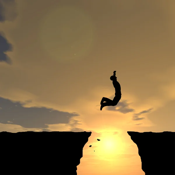 Man silhouette jumping — Stock Photo, Image