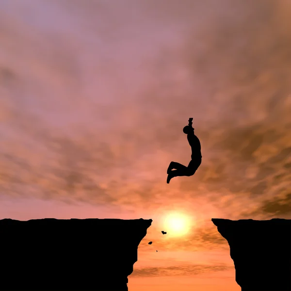 Hombre silueta saltando — Foto de Stock
