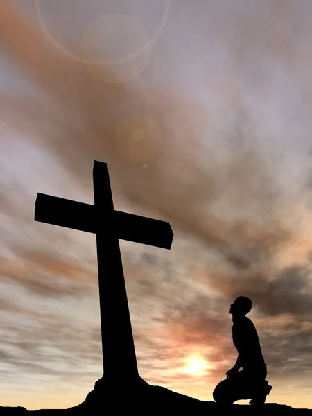 Religion symbol and  man silhouette — Stock Photo, Image