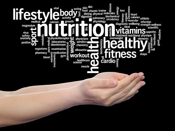 Diet word cloud in human  hands — Stock Photo, Image