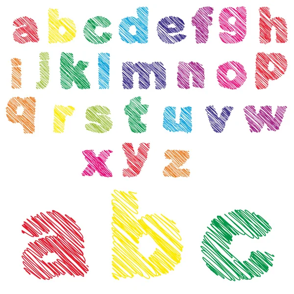 Εννοιολογική πολύχρωμο παιδί γραμματοσειράς — Διανυσματικό Αρχείο