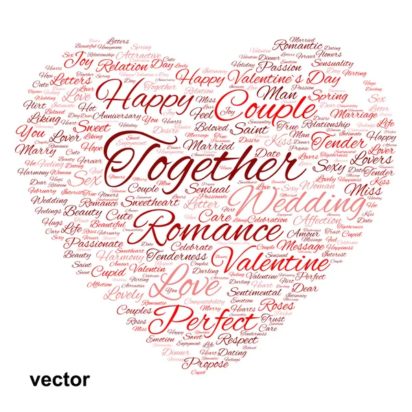 Valentine heart word cloud — Stock Vector