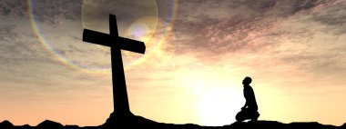 siyah haç ve adam siluet